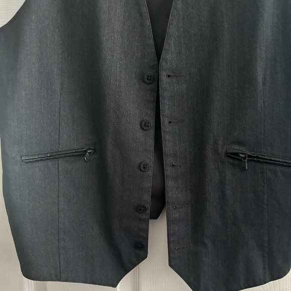 Rock & Republic Mens XXL Suit Vest - Black / Charoal Herringbone 5 Button - Picture 3 of 7